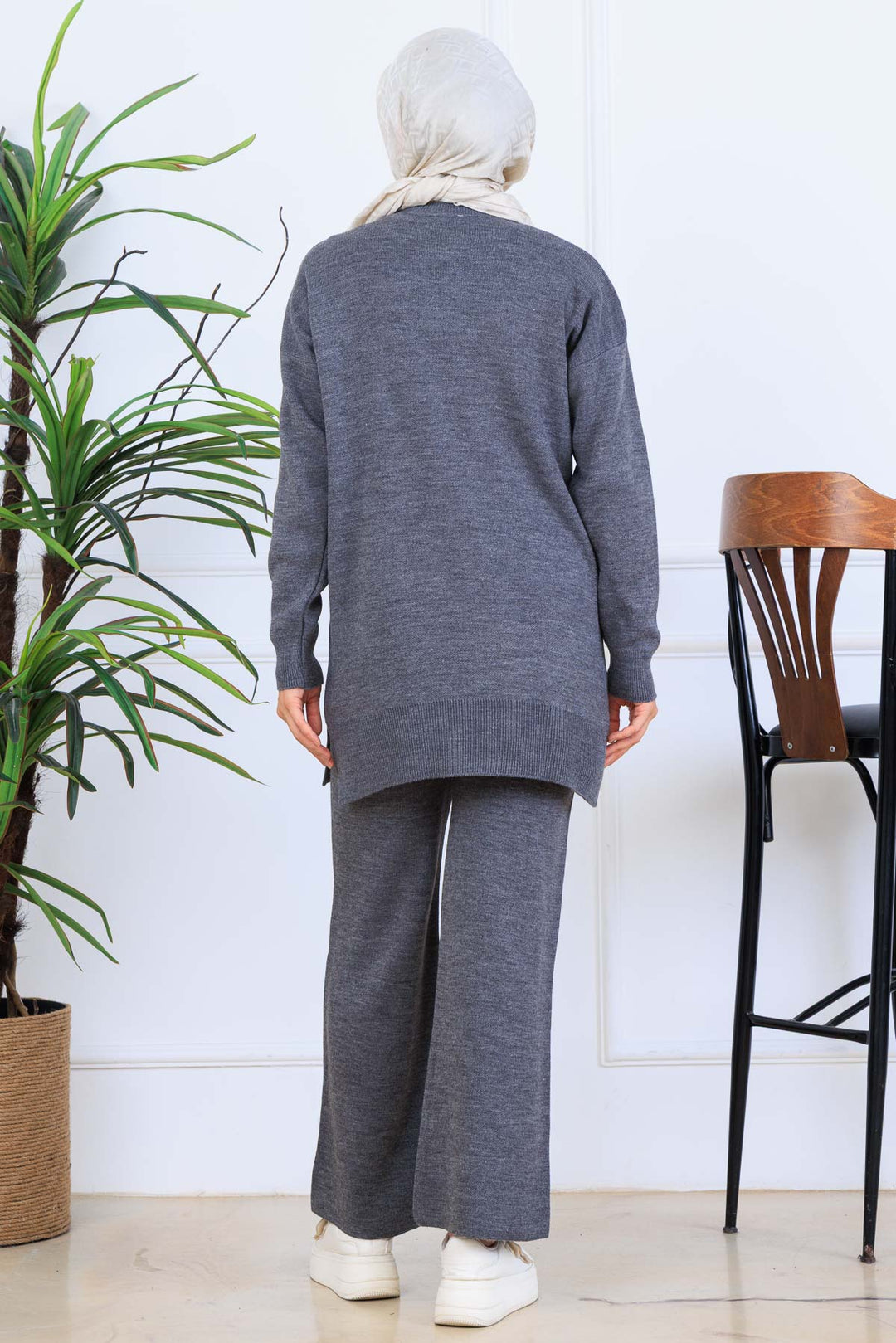 BNG Women Embroidered Detailed Knit Set S1120 Anthracite - Park Ridge