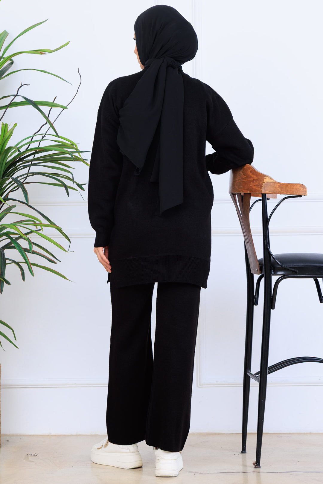 BNG Women Nakış İşleme Detaylı Triko Takım S1120 Siyah - Estepona