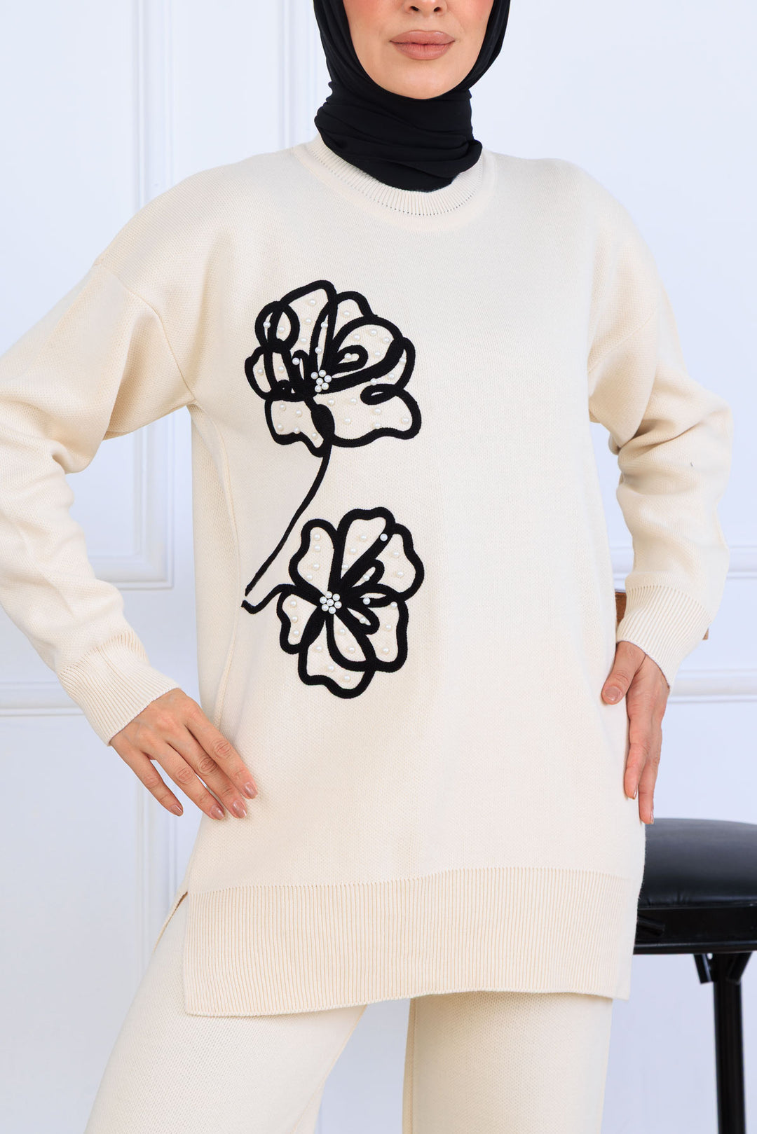 BNG Women Embroidered Detailed Knit Set S1120 Stone Color - Cesano Maderno