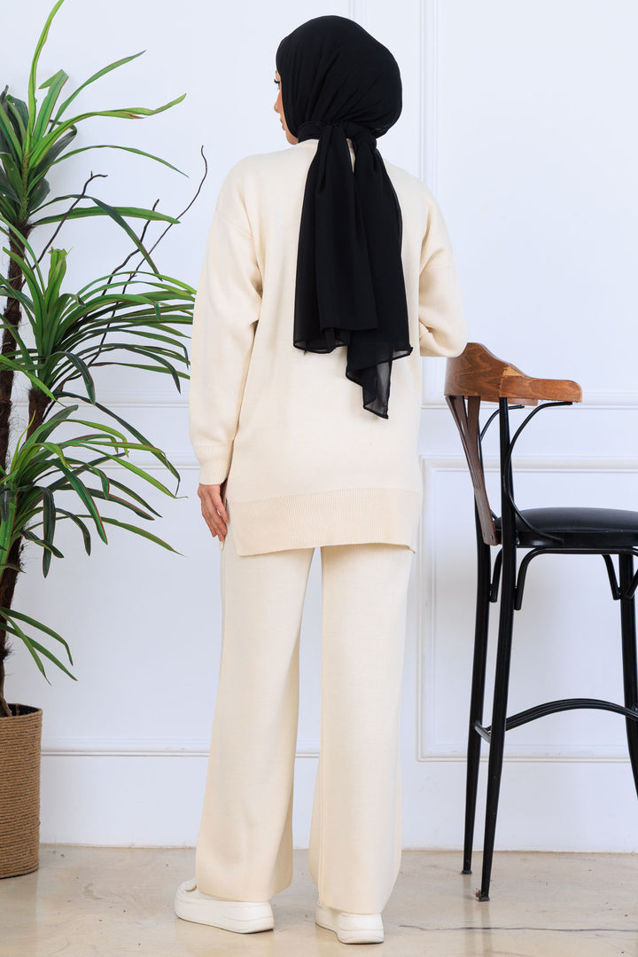 BNG Women Embroidered Detailed Knit Set S1120 Stone Color - Cesano Maderno