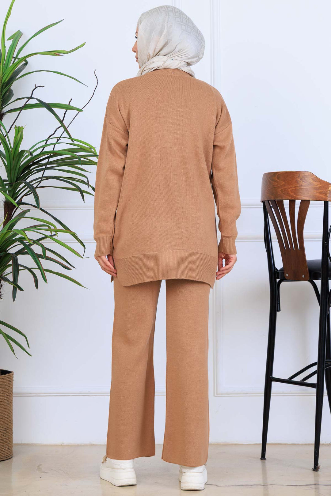 BNG Women Nakış İşleme Detaylı Triko Takım S1120 Vizon - Tyler