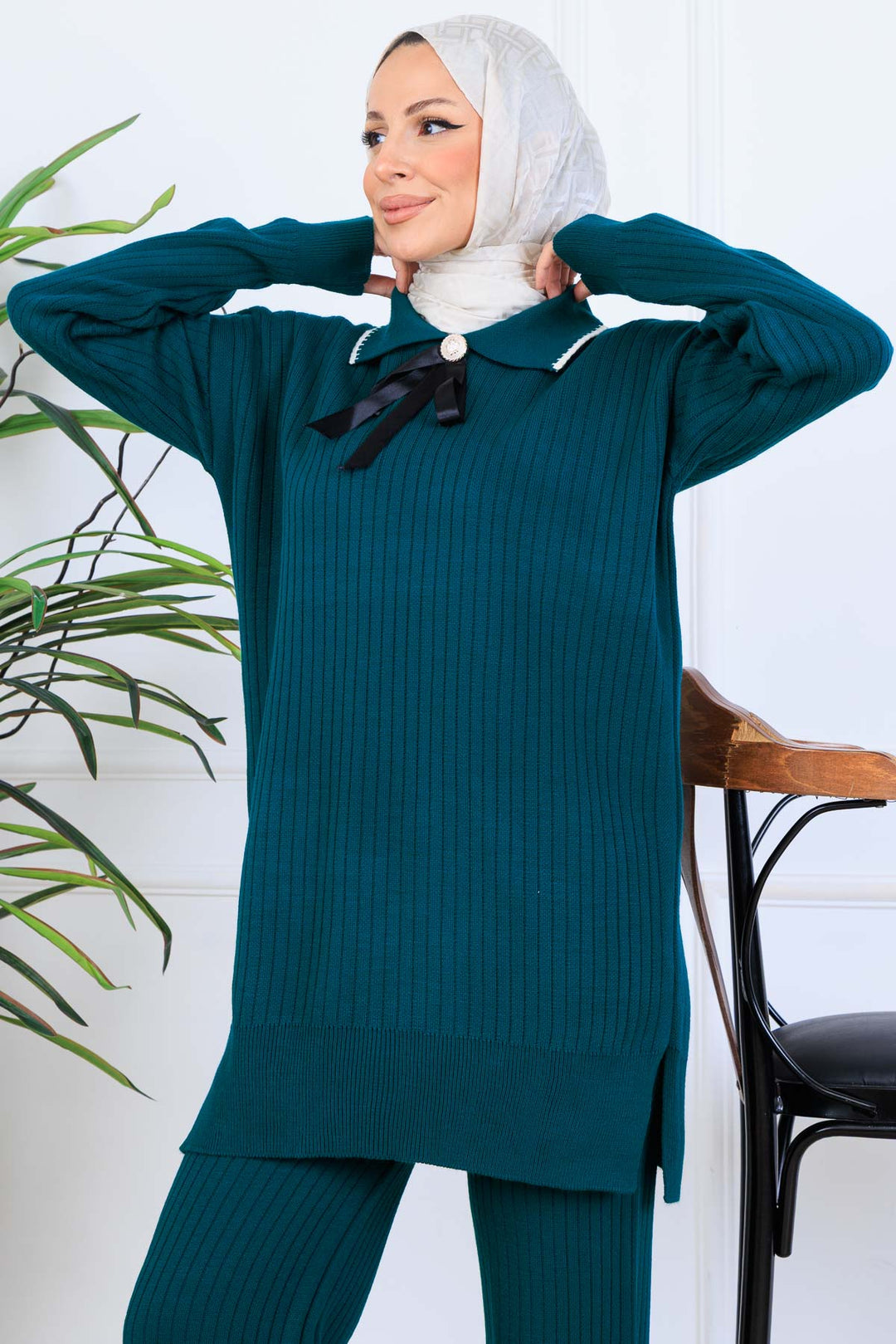 BNG Women Ribbon Detail Knit Set S1064 Emerald Green - Irapuato