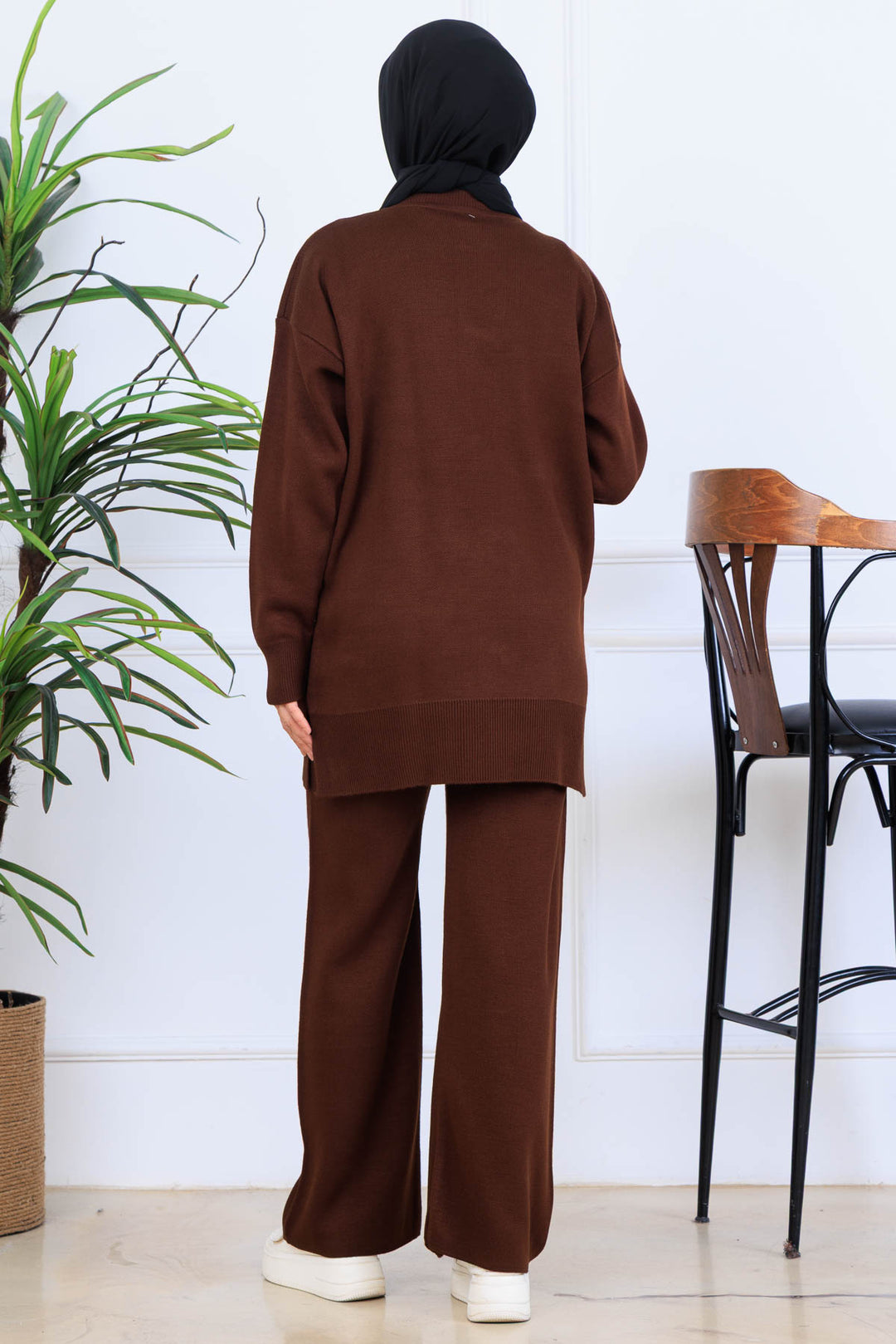 BNG Women Bow Detail Knit Set S1106 Brown - Pryluky