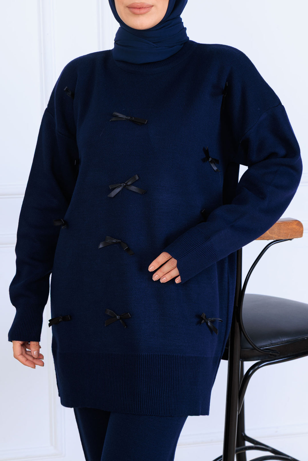 BNG Women Fiyonk Detaylı Triko Takım S1106 Lacivert - Victoria