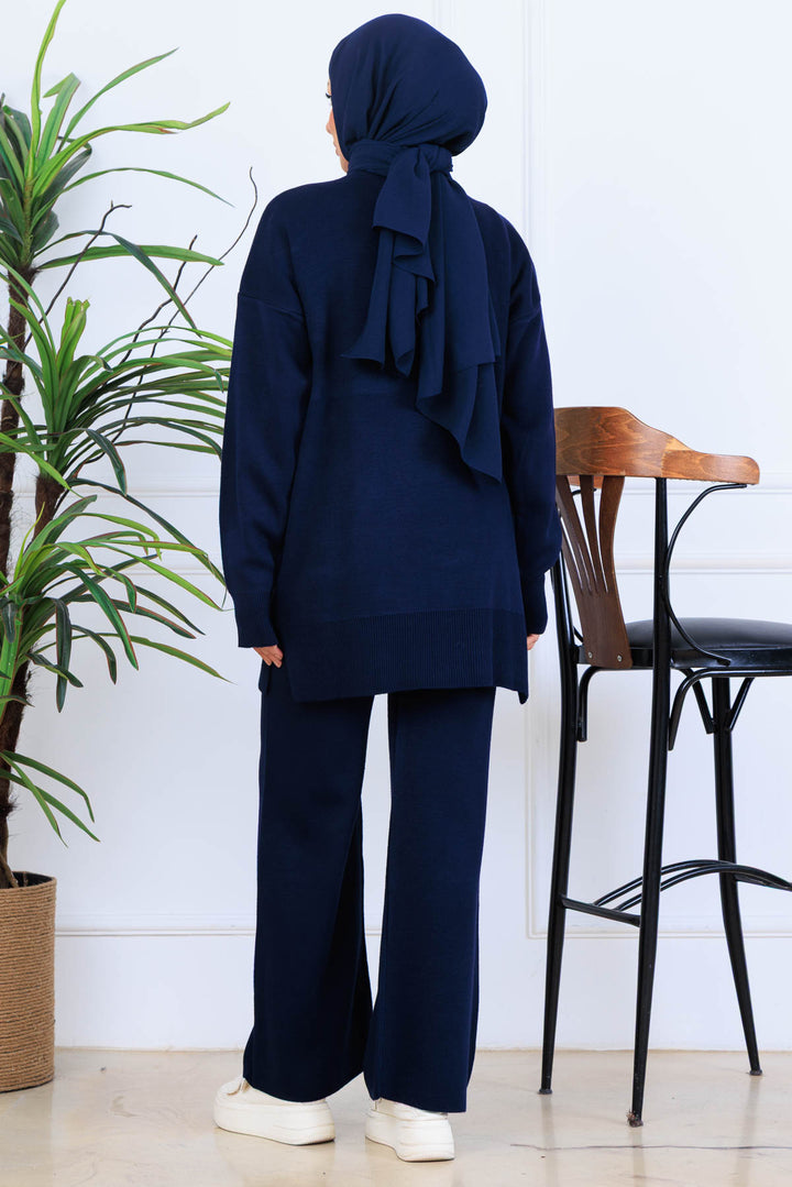 BNG Women Fiyonk Detaylı Triko Takım S1106 Lacivert - Victoria