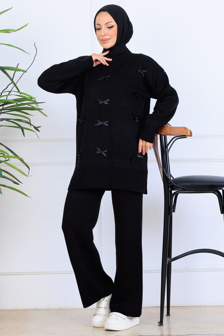 BNG Women Bow Detail Knit Set S1106 Black - Ipswich