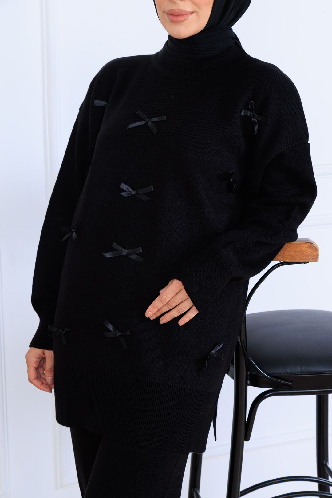 BNG Women Bow Detail Knit Set S1106 Black - Ipswich