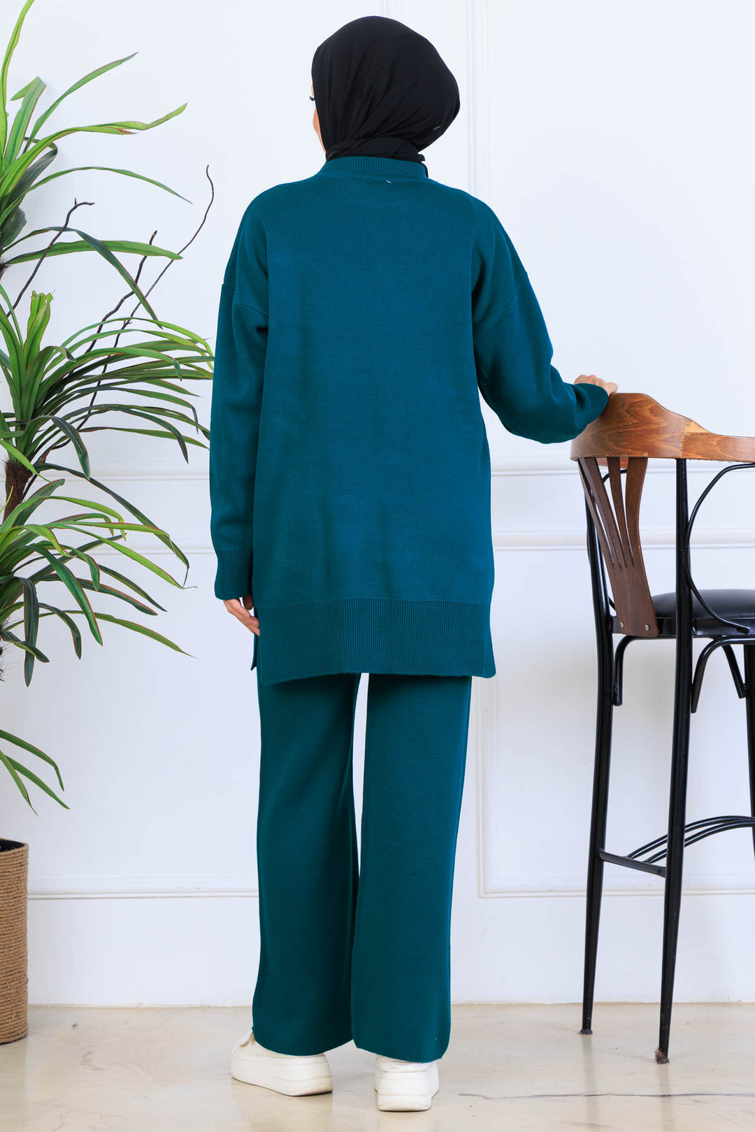 BNG Women Fiyonk Detaylı Triko Takım S1106 Zümrüt Yeşili - Hyères