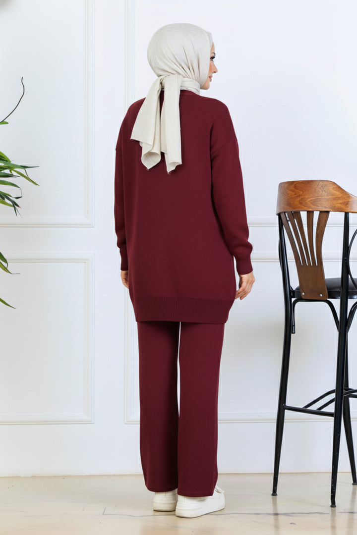 BNG Women Floral Knit Cardigan Set S1001 Burgundy - Salinas