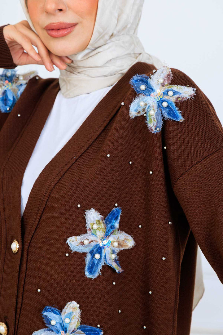 BNG Women Floral Knit Cardigan Set S1001 Brown - Mörfelden-Walldorf