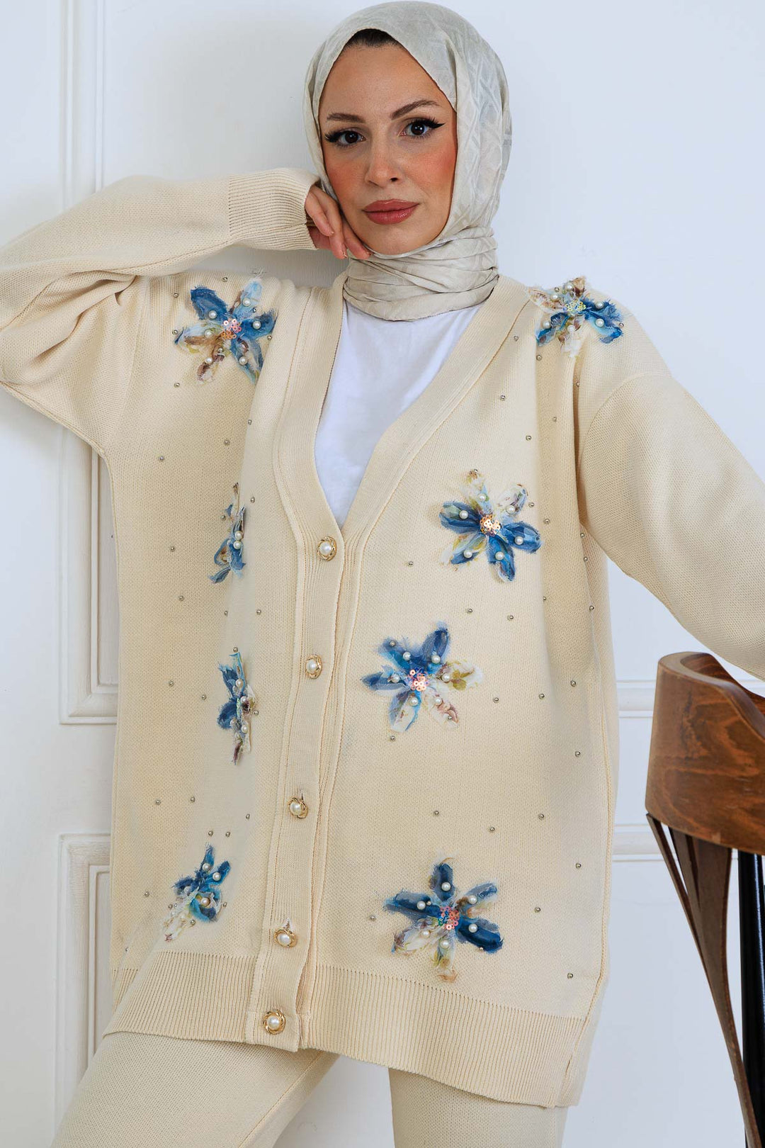 BNG Women Floral Knit Cardigan Set S1001 Stone Color - Essen