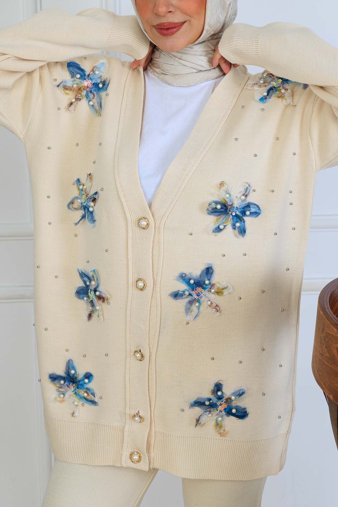 BNG Women Floral Knit Cardigan Set S1001 Stone Color - Newmarket