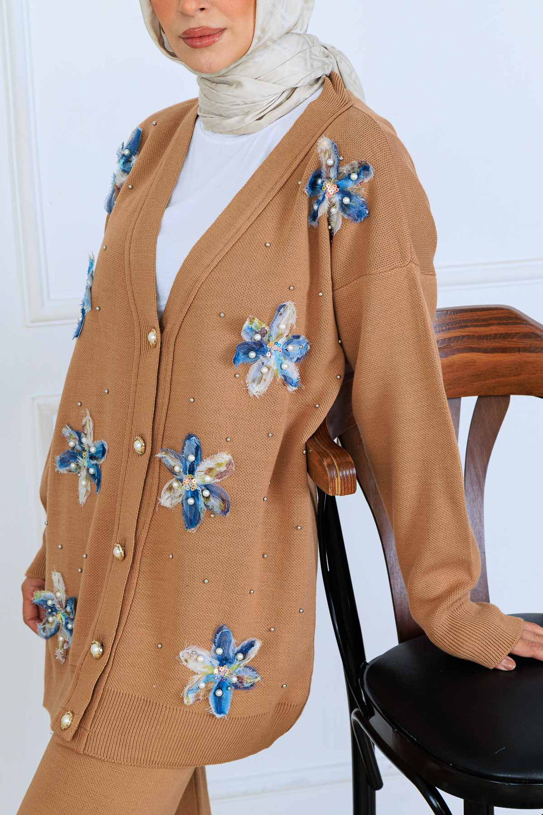 BNG Women Floral Knit Cardigan Set S1001 Mink - Abilene