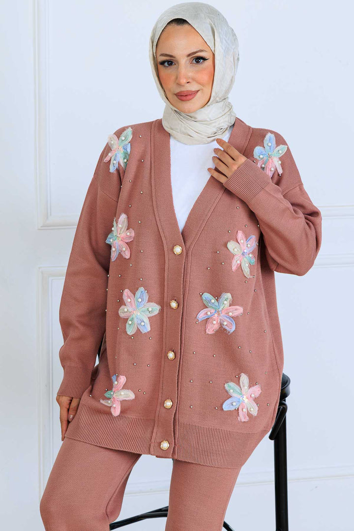 BNG Women Floral Knit Cardigan Set S1001 Rose - Medford