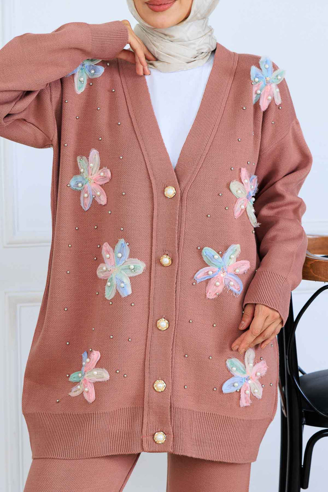 BNG Women Floral Knit Cardigan Set S1001 Rose - Morgantown