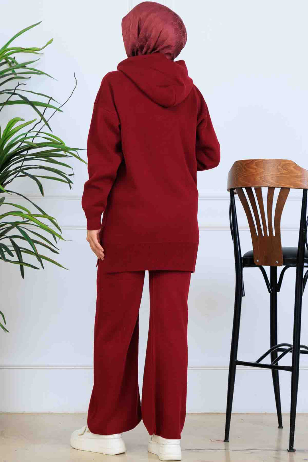 BNG Women Kapüşonlu Triko Takım S1079 Bordo - Le Havre