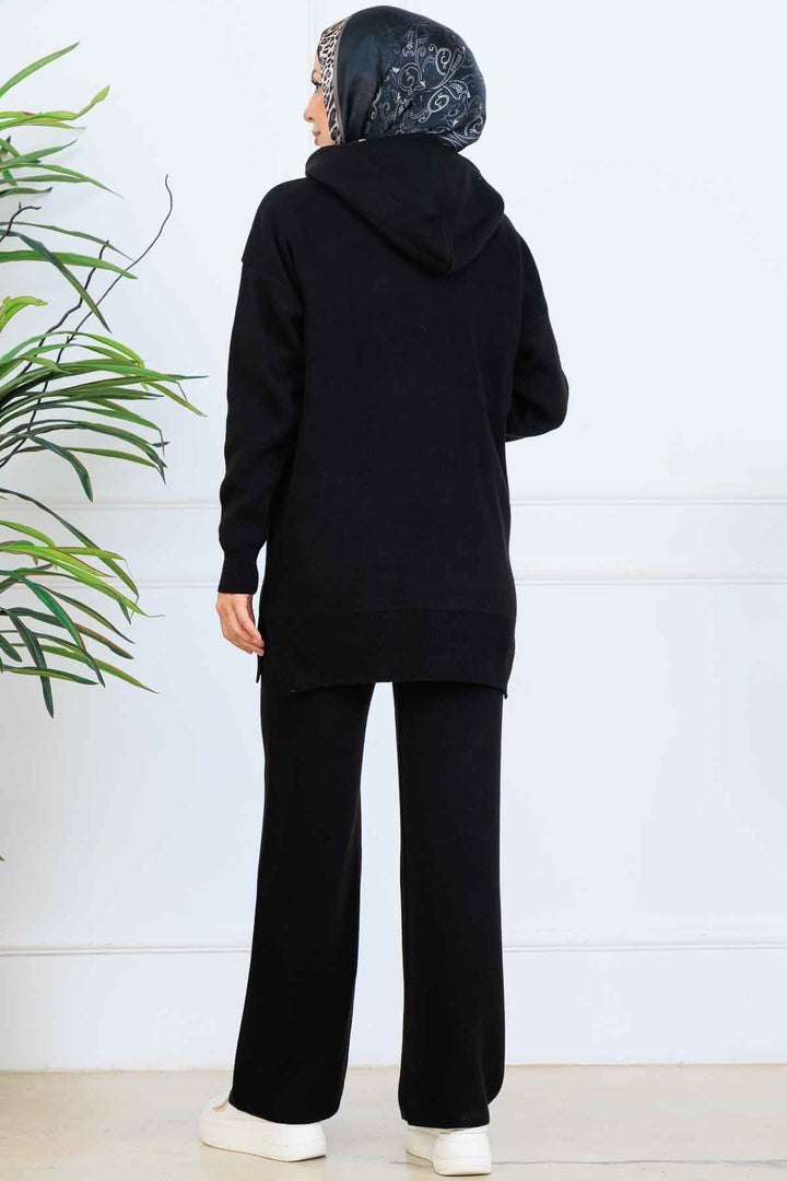 BNG Women Kapüşonlu Triko Takım S1079 Siyah - Albuquerque