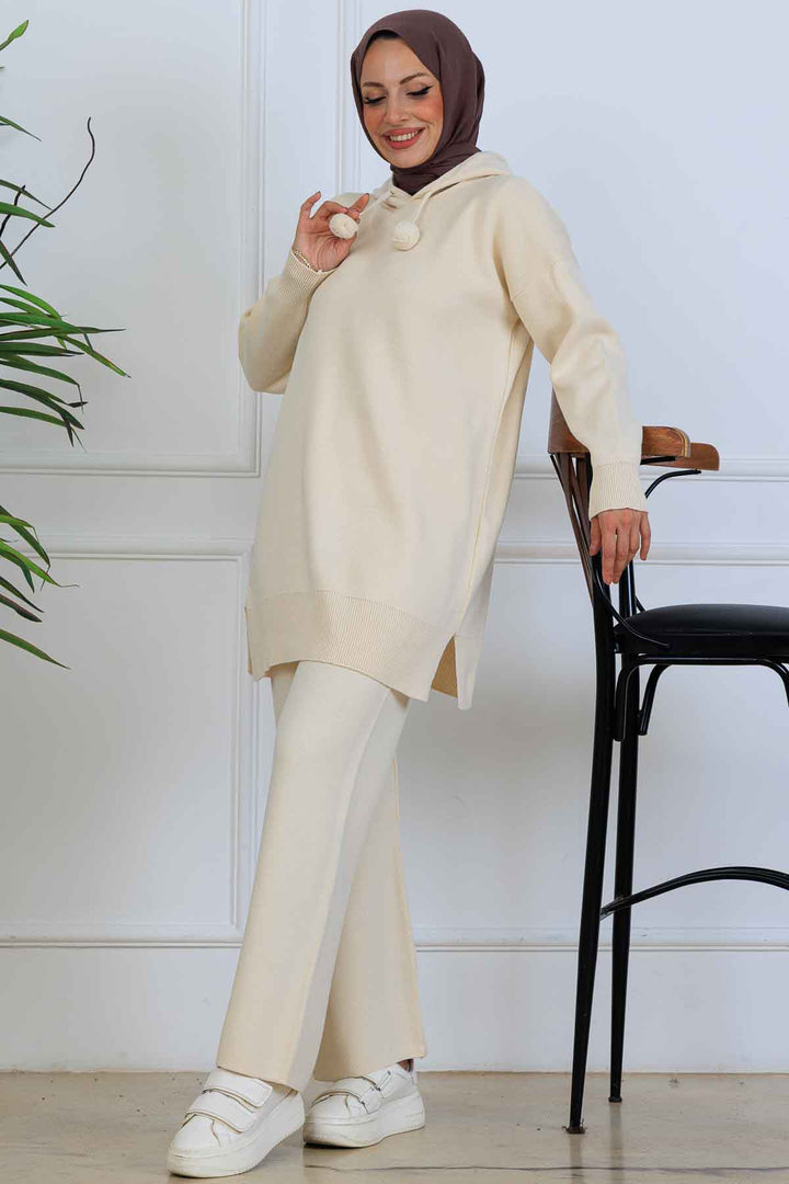 BNG Women Hooded Knitwear Set S1079 Stone Color - Pico Rivera