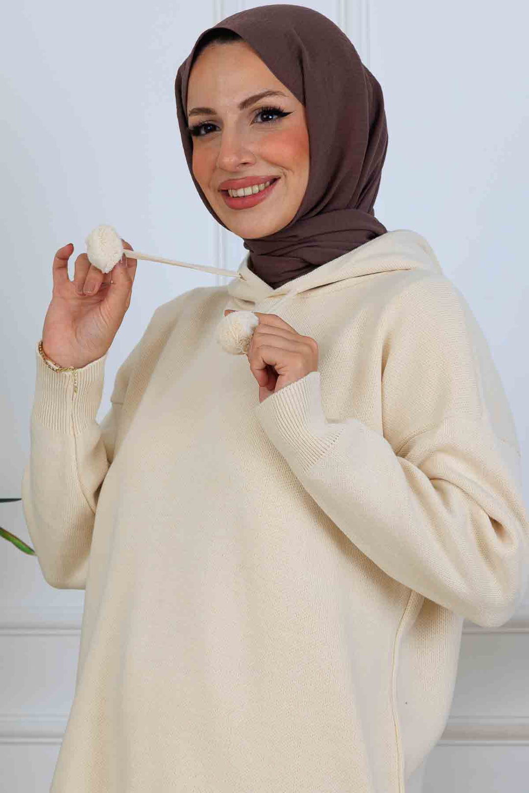 BNG Women Hooded Knitwear Set S1079 Stone Color - Pico Rivera