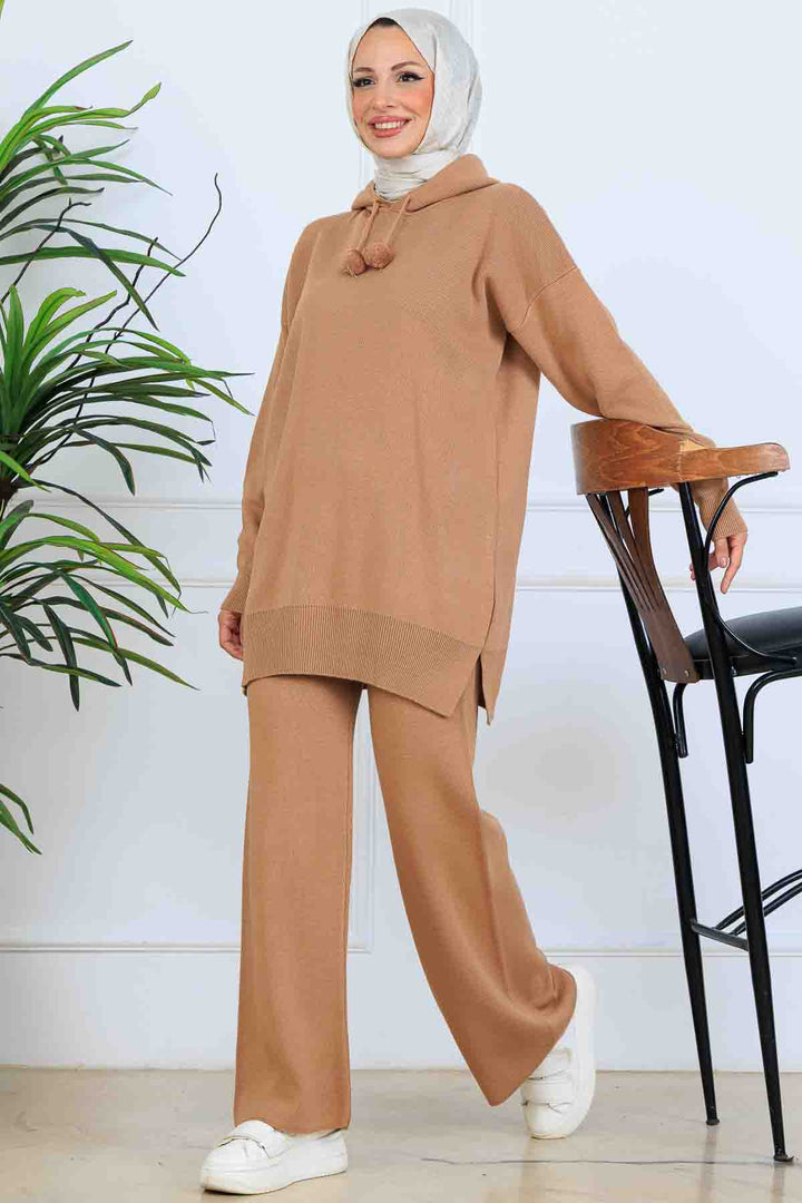 BNG Women Hooded Knitwear Set S1079 Mink - Beaumont