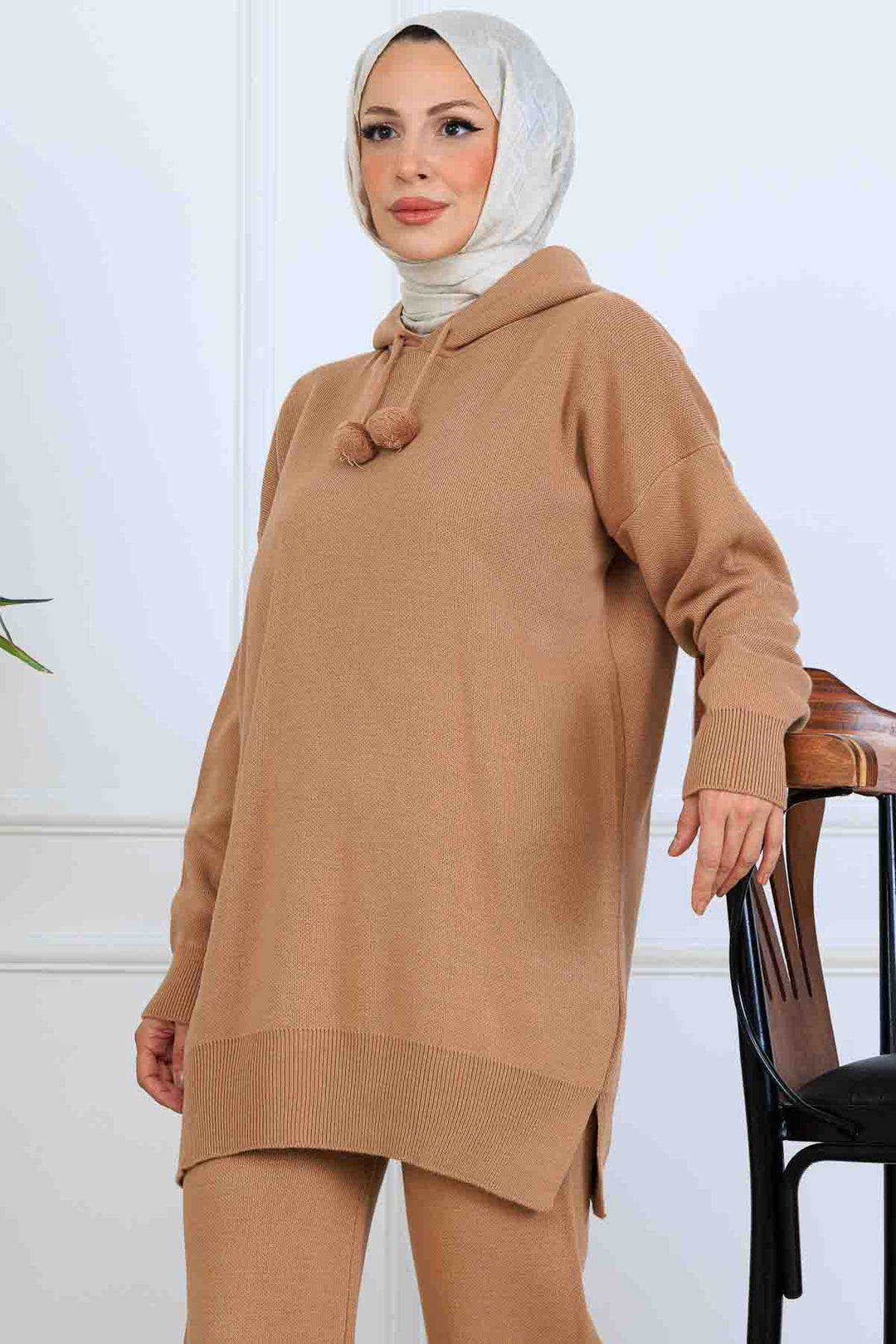 BNG Women Hooded Knitwear Set S1079 Mink - Beaumont