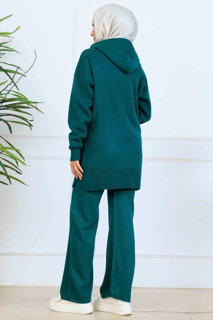 BNG Women Kapüşonlu Triko Takım S1079 Zümrüt Yeşili - Williamsburg