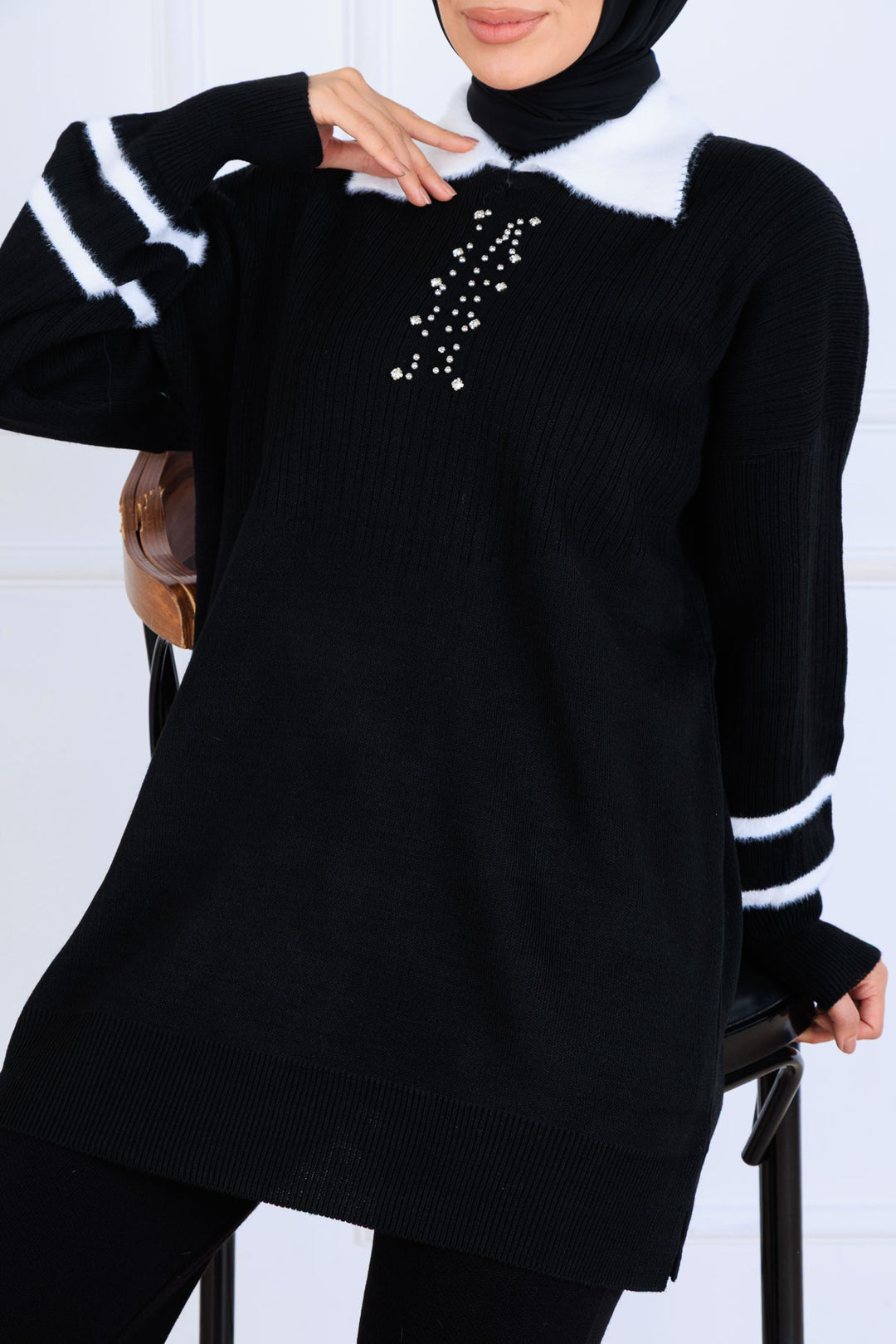 BNG Women Taş İşlemeli Triko Takım S1009 Siyah - Nuevo Laredo