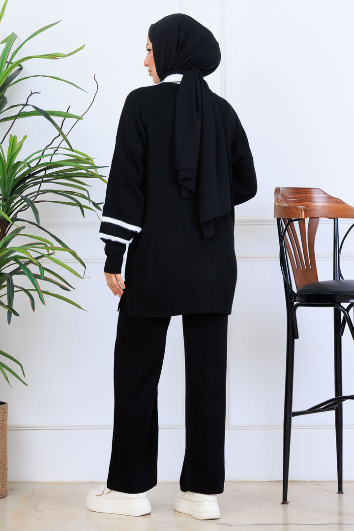 BNG Women Taş İşlemeli Triko Takım S1009 Siyah - Nuevo Laredo