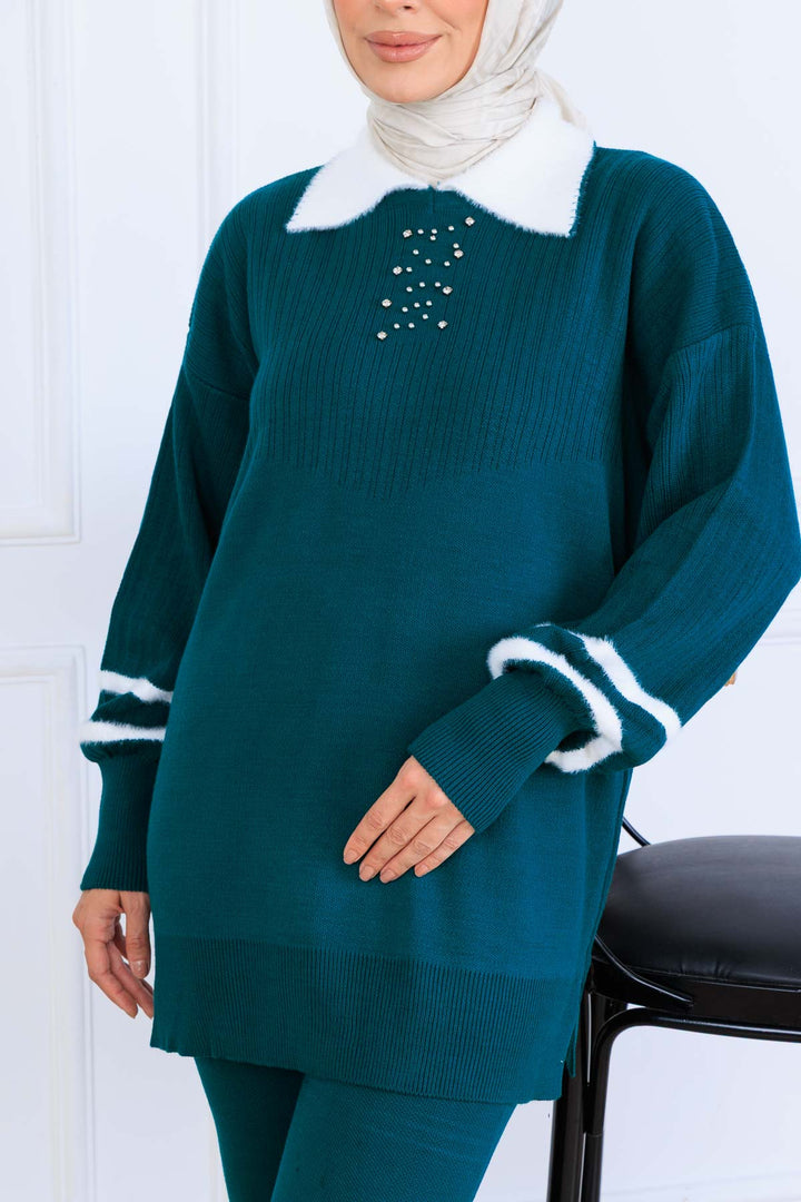 BNG Women Stone-embellished Knit Set S1009 Emerald Green - Chino