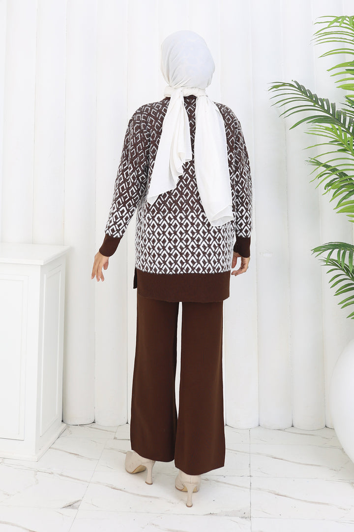 BNG Women Patterned Knit Cardigan Set S1044 Brown - Rapid City