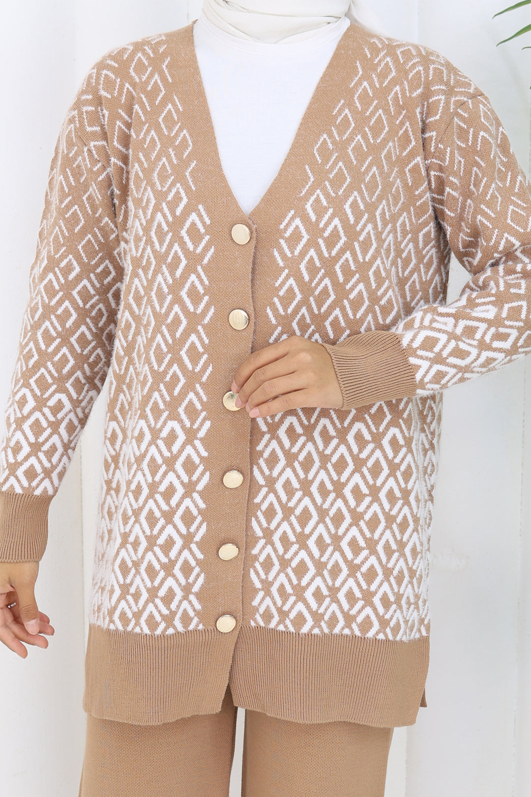 BNG Women Patterned Knit Cardigan Set S1044 Mink - Hollister