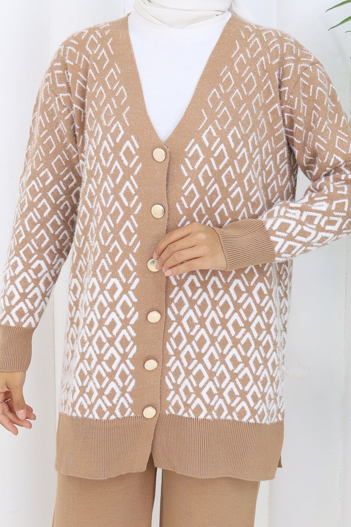 BNG Women Patterned Knit Cardigan Set S1044 Mink - Hollister