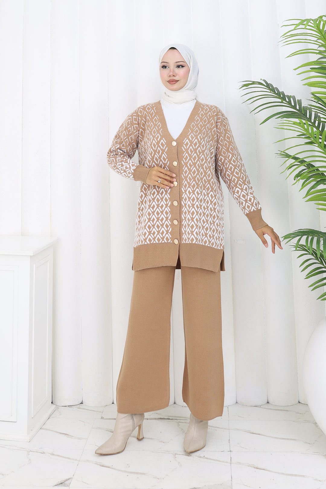 BNG Women Patterned Knit Cardigan Set S1044 Mink - Hollister