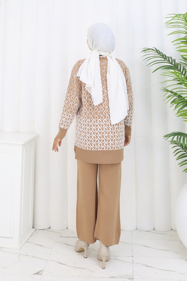 BNG Women Patterned Knit Cardigan Set S1044 Mink - Hollister