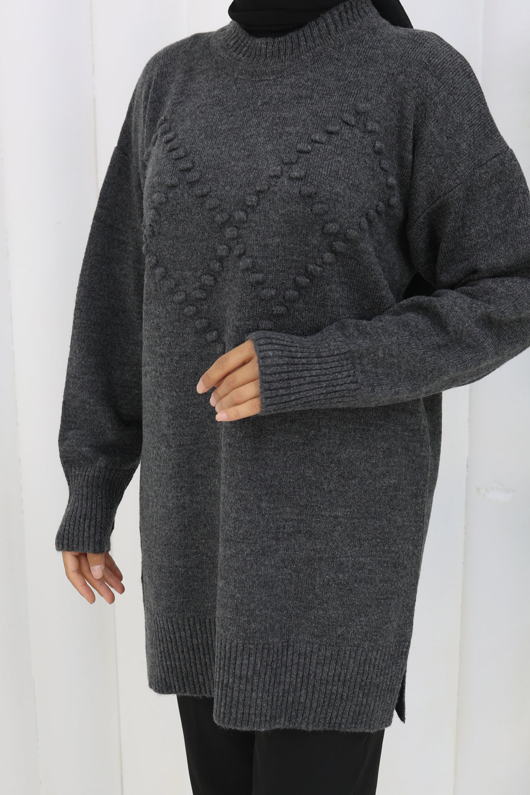 BNG Women Ponponlu Triko Kazak S3023 Antrasit - Houten