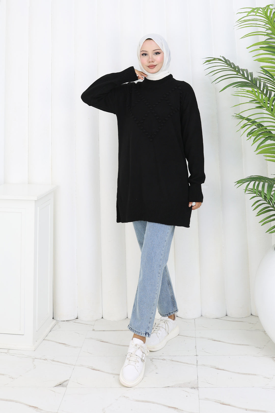 BNG Women Pom-pom Sweater S3023 Black - Lincoln Park