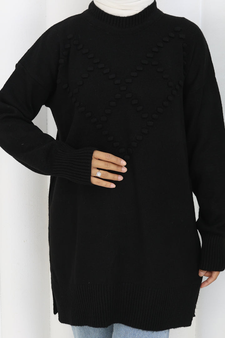 BNG Women Pom-pom Sweater S3023 Black - Lincoln Park