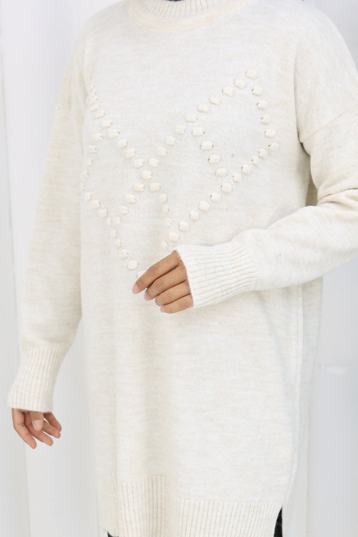 BNG Women Pom-pom Sweater S3023 Stone Color - Concord