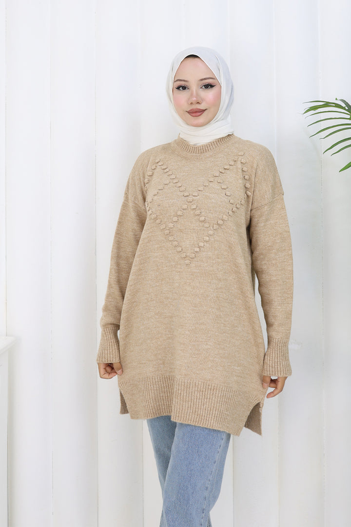 BNG Women Pom-pom Sweater S3023 Mink - Reno