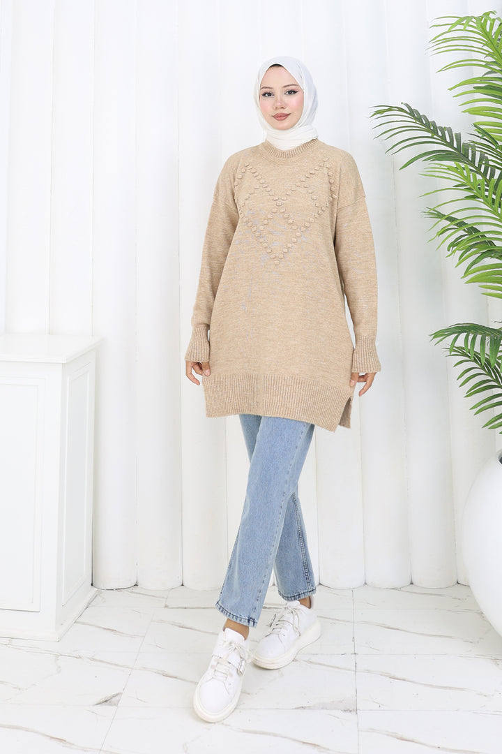 BNG Women Pom-pom Sweater S3023 Mink - Reno