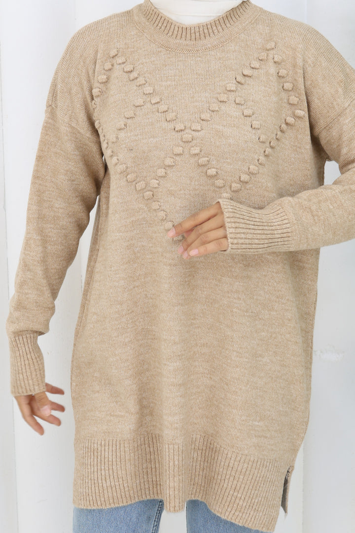 BNG Women Pom-pom Sweater S3023 Mink - Reno