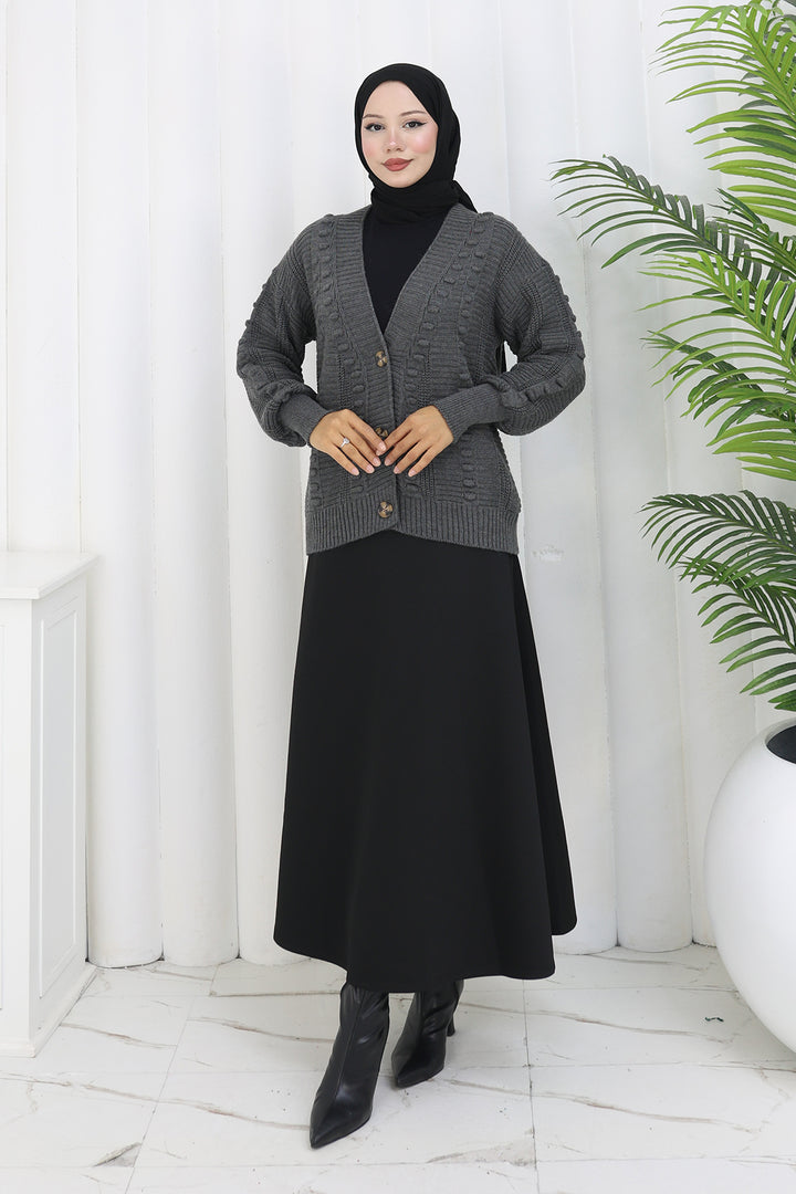 BNG Women Ponponlu Triko Hırka S4002 Antrasit - Stoke-on-Trent