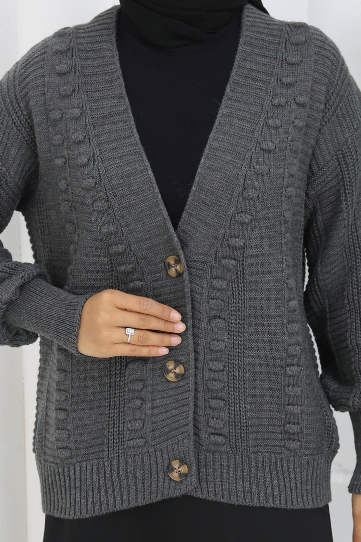 BNG Women Ponponlu Triko Hırka S4002 Antrasit - Stoke-on-Trent