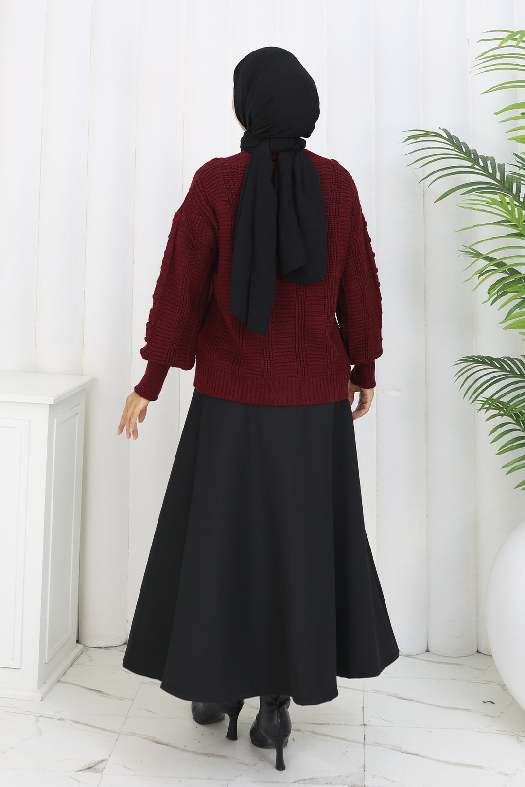 BNG Women Ponponlu Triko Hırka S4002 Bordo - Wetzlar
