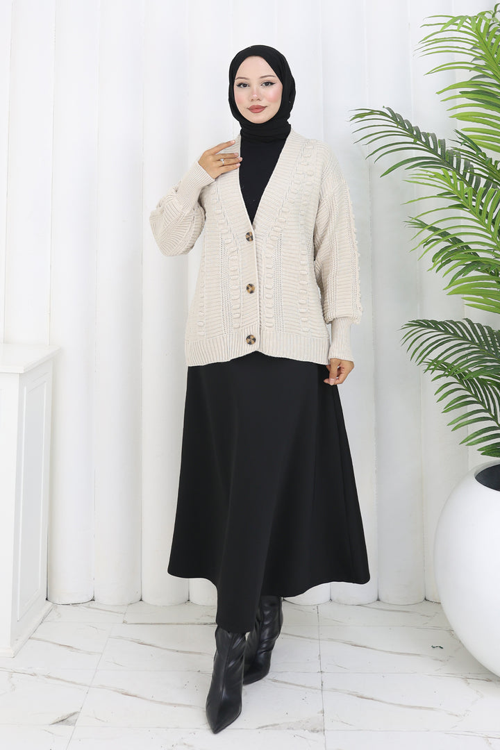 BNG Women Pom-pom Knit Cardigan S4002 Stone Color - Crawley