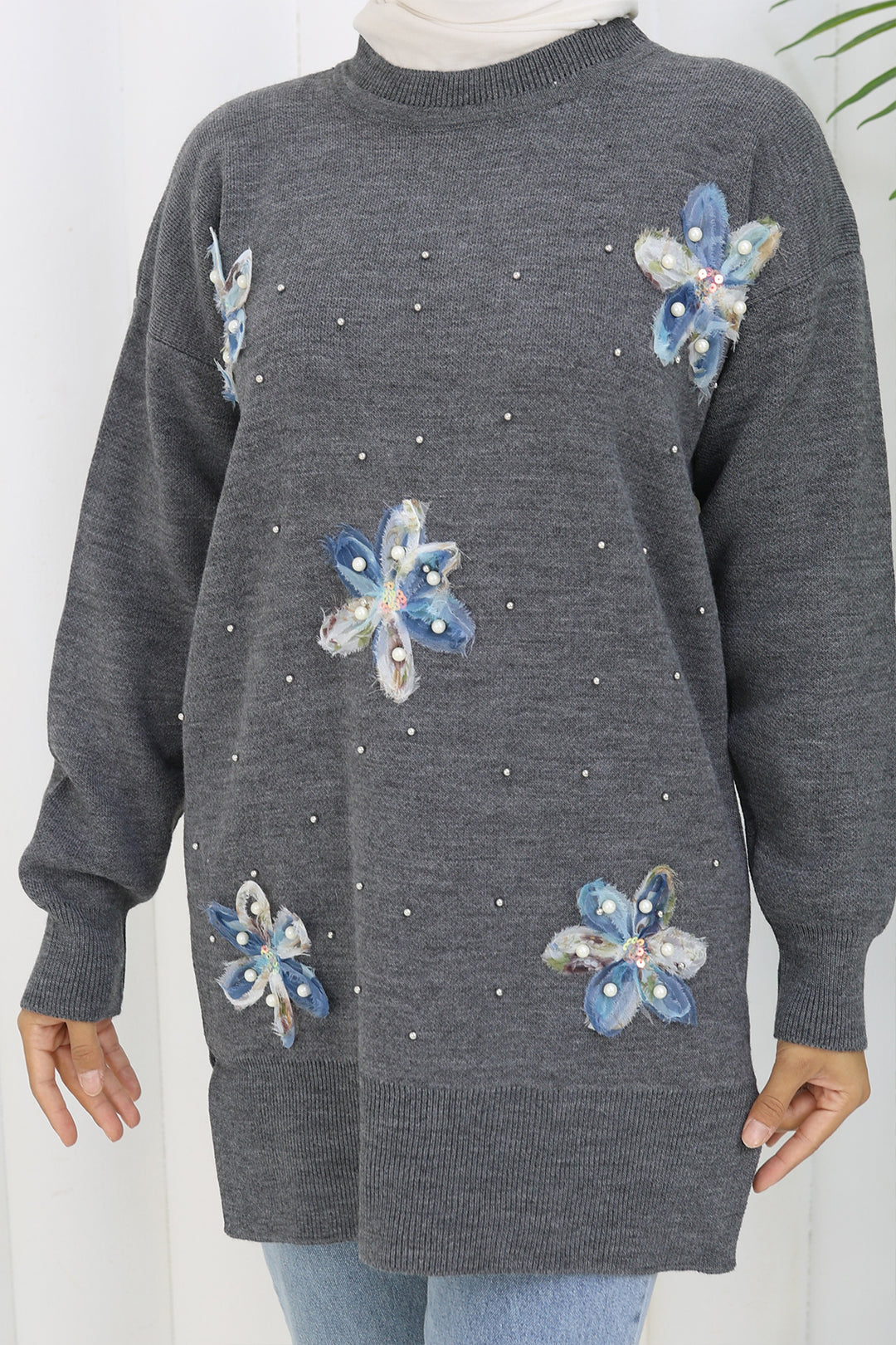 BNG Women Floral Knit Tunic S3010 Anthracite - Gummersbach