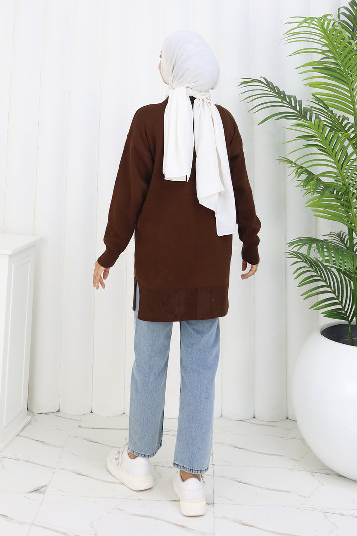 BNG Women Floral Knit Tunic S3010 Brown - Pinellas Park