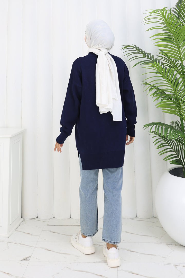 BNG Women Floral Knit Tunic S3010 Navy Blue - Schagen