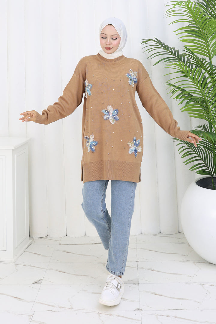 BNG Women Floral Knit Tunic S3010 Mink - University