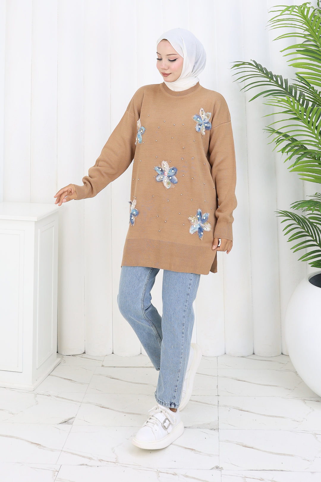 BNG Women Floral Knit Tunic S3010 Mink - University